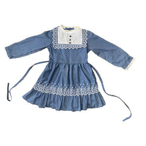 Vintage Sears Dress Girls Size 5 90s Prairie Cottage Core Church Party Polka Dot